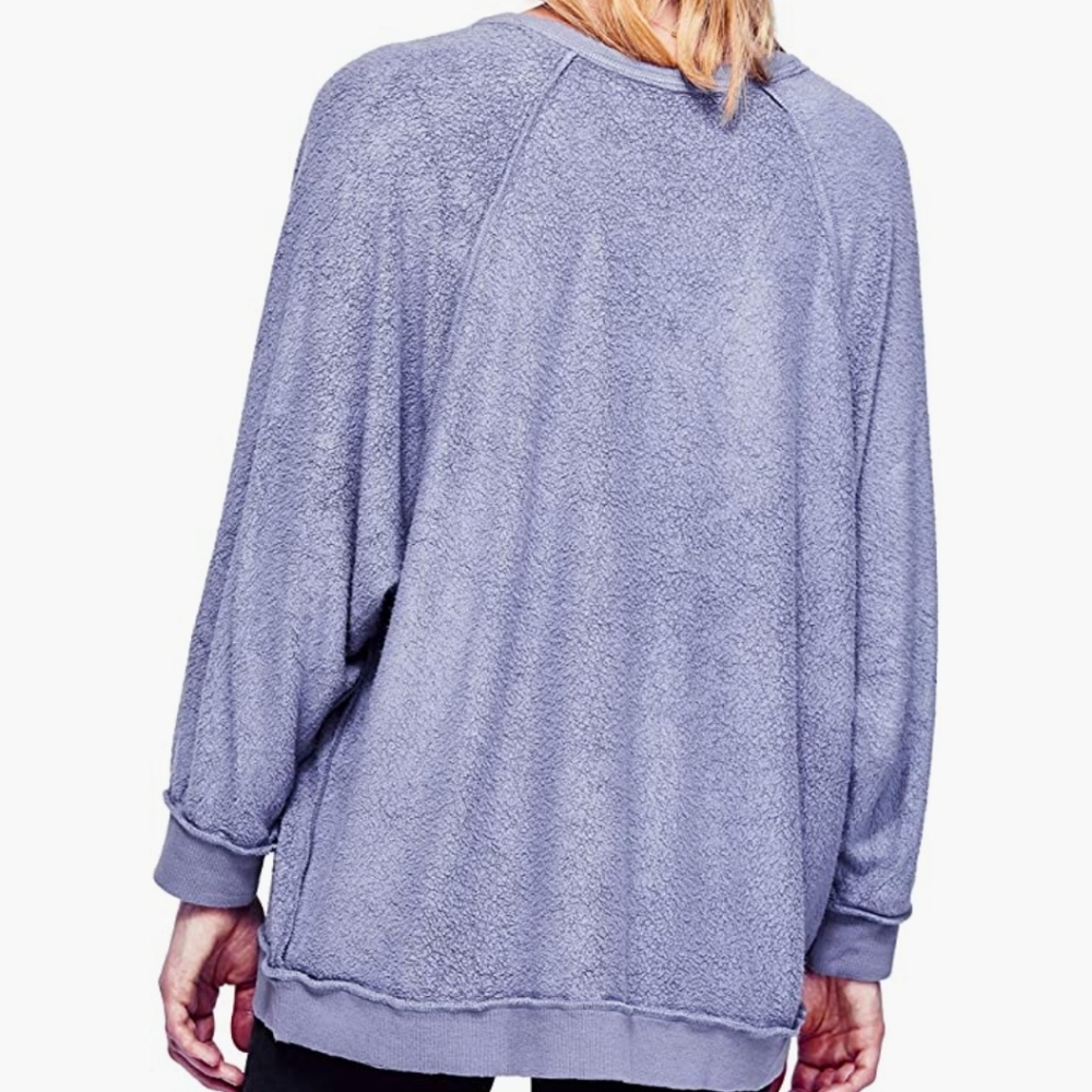 Free People Take it Off Textured Pullover Sweater -M - Picture 3 of 7